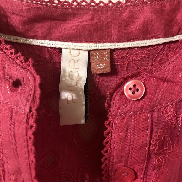 Pilcro Anthropologie The Victoria Shimmer Striped Blouse in Pink - Size 6 - Picture 3 of 7